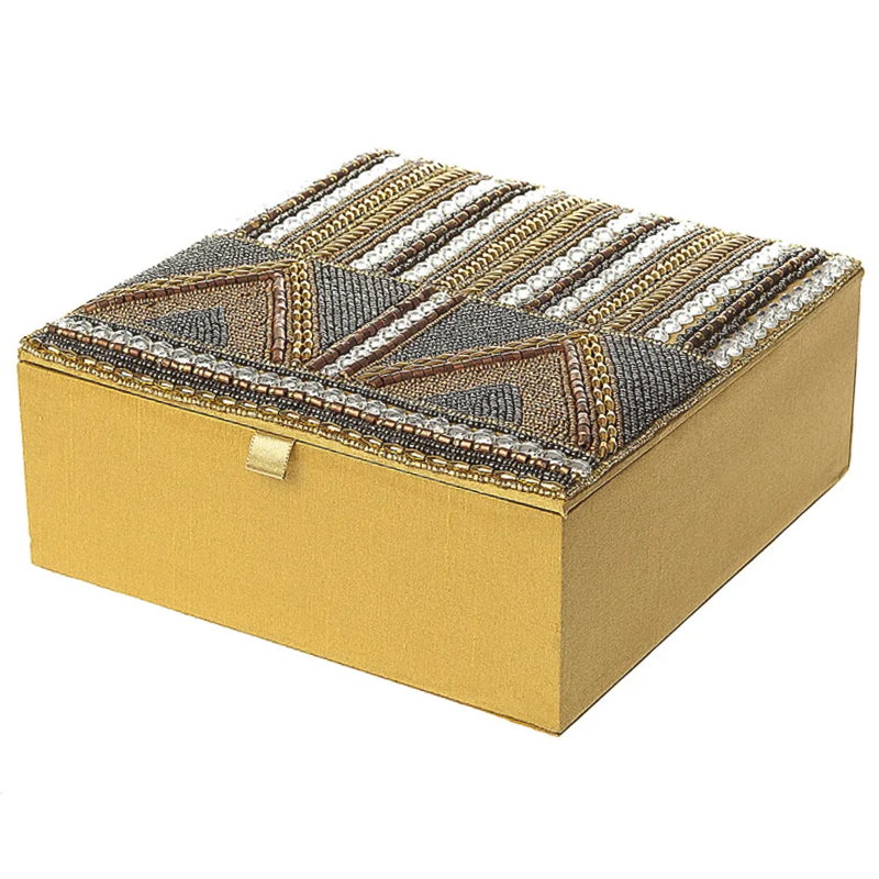 Шкатулка с вышивкой из бисера Lixin Beads Embroidery Box Золотой Серебряный Коричневый Шкатулка с вышивкой из бисера Lixin Beads Embroidery Box Золотой Серебряный Коричневый в Липецке | Loft Concept