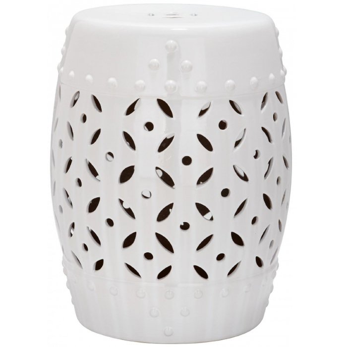 Керамический табурет Coin Lattice Garden Stool - White Белый Керамический табурет Coin Lattice Garden Stool - White Белый в Липецке | Loft Concept