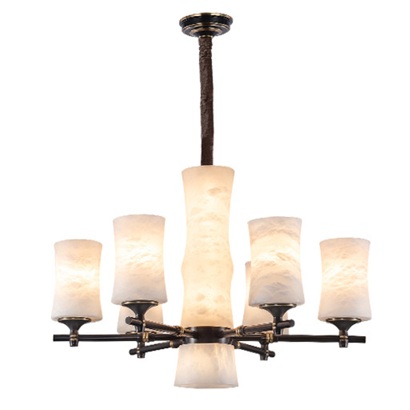 Дизайнерская люстра 6 плафонов из натурального мрамора Marble Shades Chandelier Золотой Коричневый в Липецке | Loft Concept 