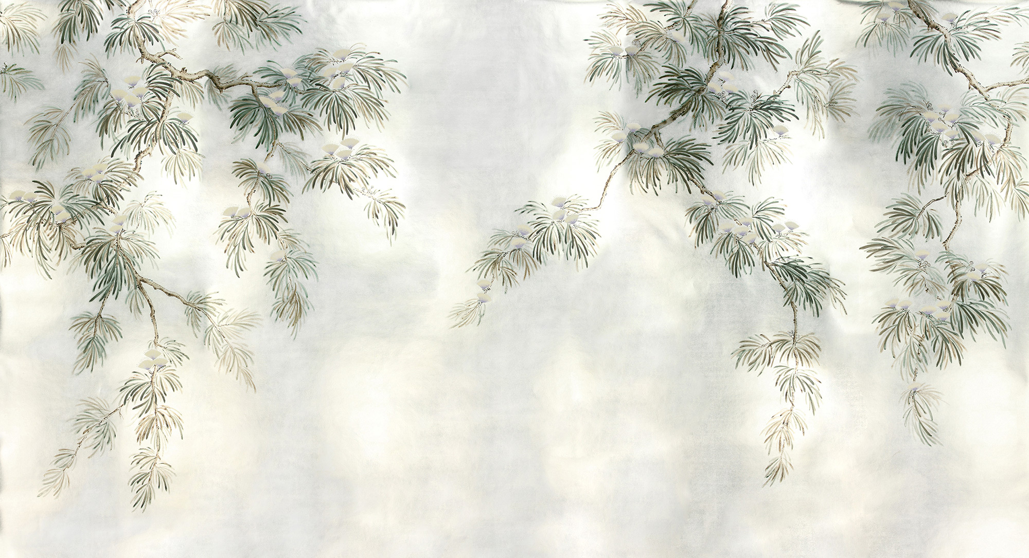 Обои ручная роспись Silk Tree Original colourway on White Metal gilded paper Обои ручная роспись Silk Tree Original colourway on White Metal gilded paper - постер Loft-Concept в Липецке