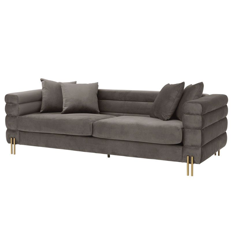 Диван Eichholtz Sofa York grey Серый Латунь Диван Eichholtz Sofa York grey Серый Латунь в Липецке | Loft Concept