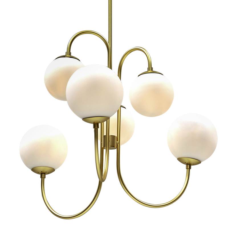 Люстра Gooseneck Pelle Gold Chandelier Белый Золотой Люстра Gooseneck Pelle Gold Chandelier Белый Золотой в Липецке | Loft Concept