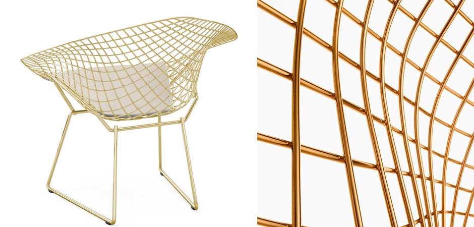 Кресло Bertoia Diamond Chair Gold Кресло Bertoia Diamond Chair Gold - Loft-Concept в Липецке