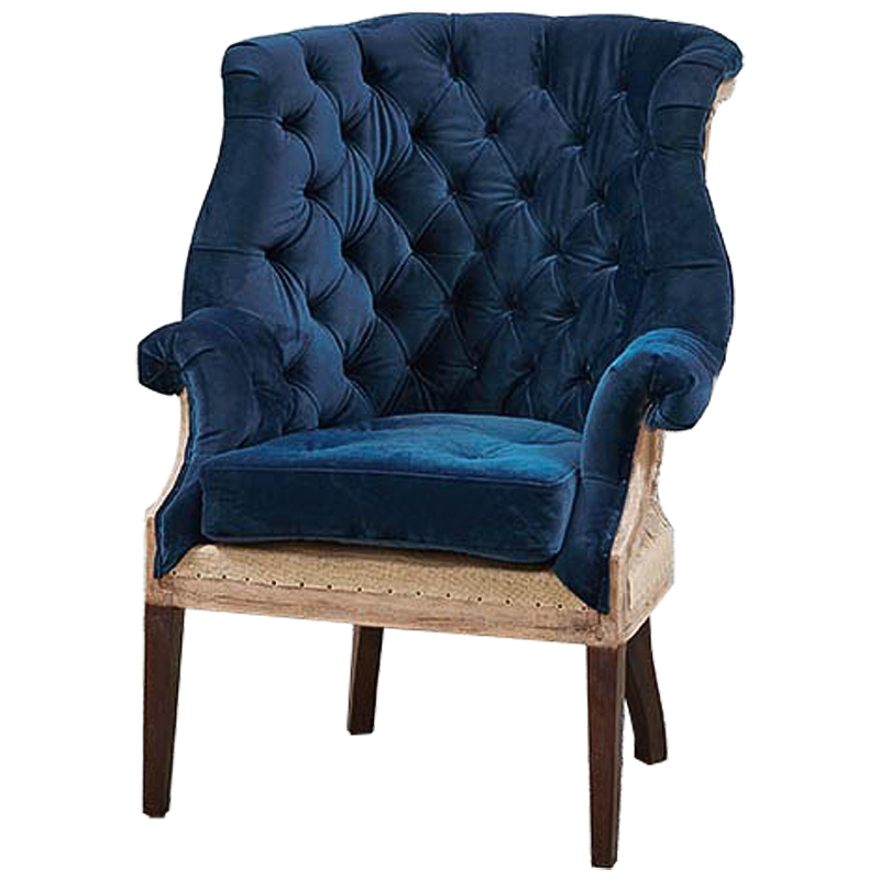 Кресло Gamilton Armchair Blue Синий Коричневый Кресло Gamilton Armchair Blue Синий Коричневый в Липецке | Loft Concept