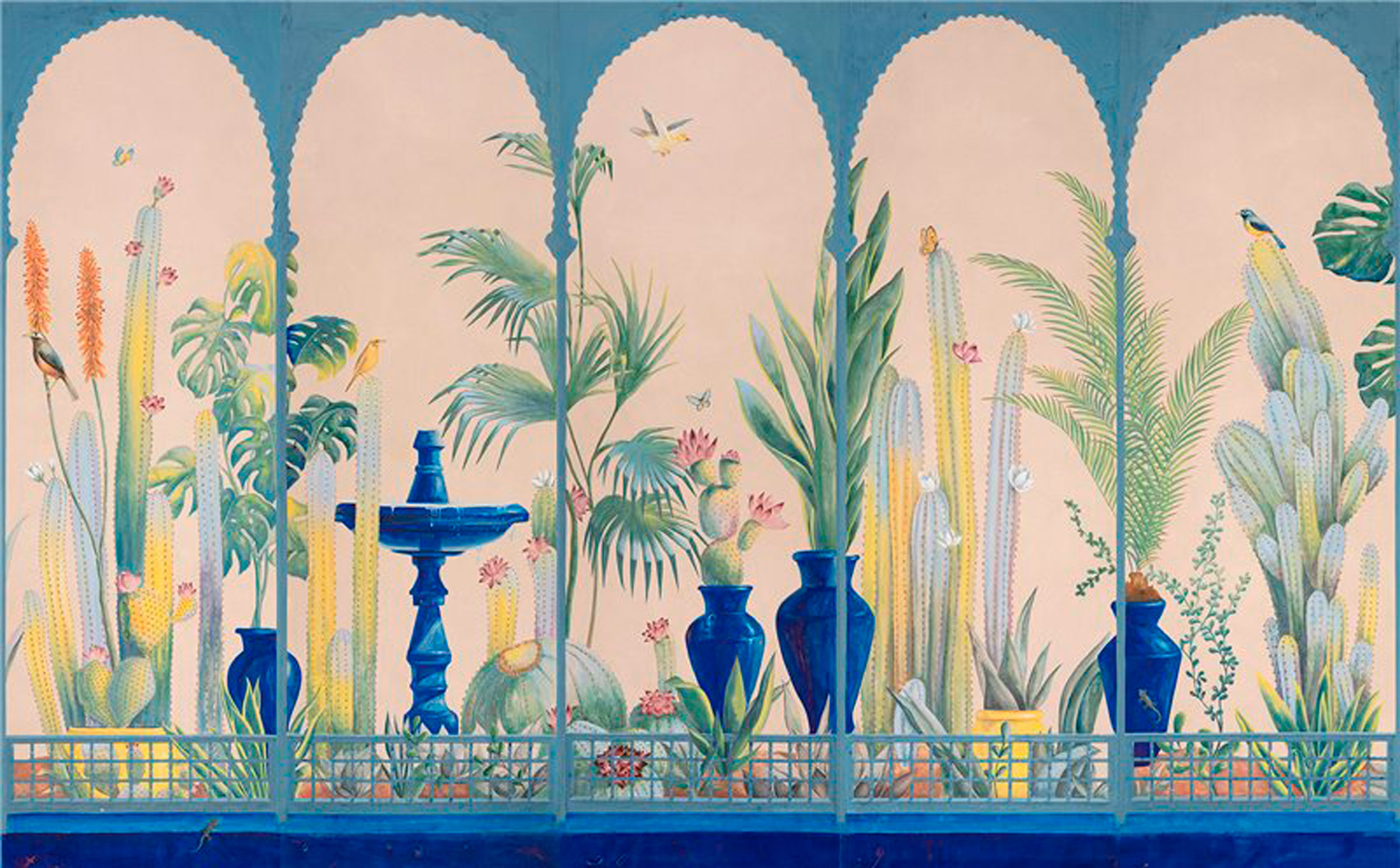 Обои ручная роспись Jardin Marrakech Majorelle on painted Xuan paper Обои ручная роспись Jardin Marrakech Majorelle on painted Xuan paper - постер Loft-Concept в Липецке