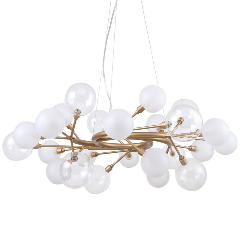 Люстра Berries Chandelier White 85 матовое золото Прозрачный Прозрачный белый Люстра Berries Chandelier White 85 матовое золото Прозрачный Прозрачный белый в Липецке | Loft Concept