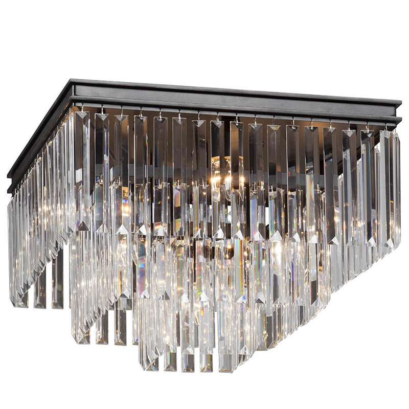 Потолочный светильник ODEON CLEAR GLASS 3-TIER 52 см Черный Потолочный светильник ODEON CLEAR GLASS 3-TIER 52 см Черный в Липецке | Loft Concept