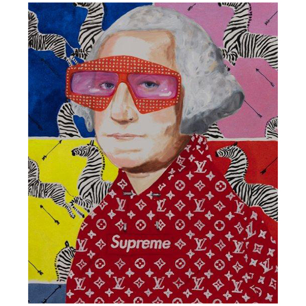 Картина George Washington in Supreme with Scalamandré Zebra Background Мульти Картина George Washington in Supreme with Scalamandré Zebra Background Мульти в Липецке | Loft Concept