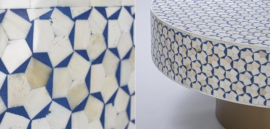 Стол голубой отделка кость BONE INLAY COFFEE TABLE Стол голубой отделка кость BONE INLAY COFFEE TABLE - Loft-Concept в Липецке