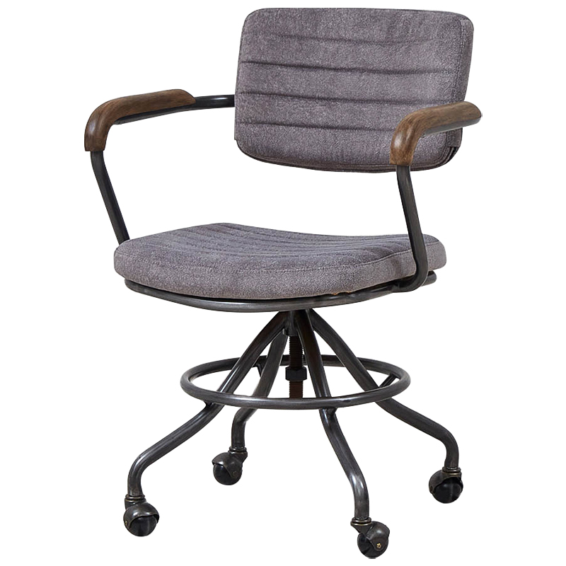 Кресло на колесах Lyndon Chair Серый Коричневый Черный Кресло на колесах Lyndon Chair Серый Коричневый Черный в Липецке | Loft Concept