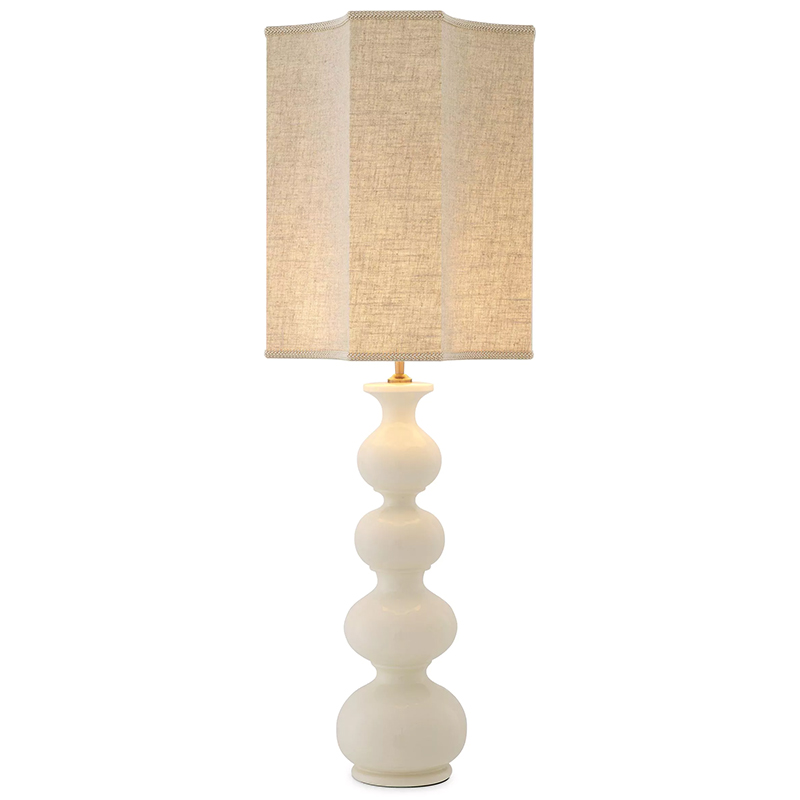 Настольная лампа Eichholtz Table Lamp Mabel Ceramic Бежево-серый Латунь Белый Настольная лампа Eichholtz Table Lamp Mabel Ceramic Бежево-серый Латунь Белый в Липецке | Loft Concept