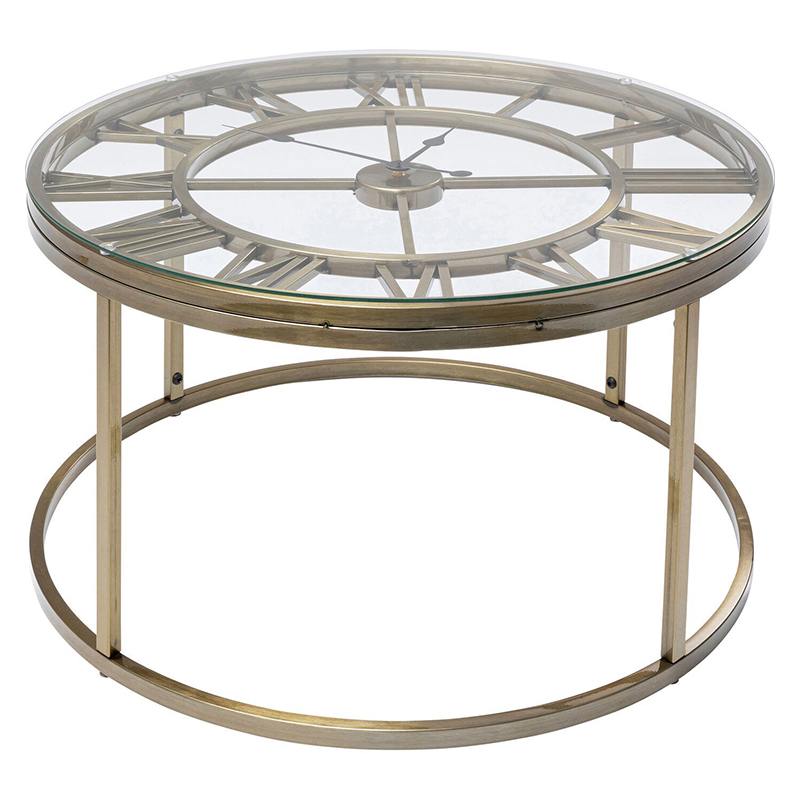 Приставной столик со столешницей Римские часы Roman Clock Латунь Приставной столик со столешницей Римские часы Roman Clock Латунь в Липецке | Loft Concept