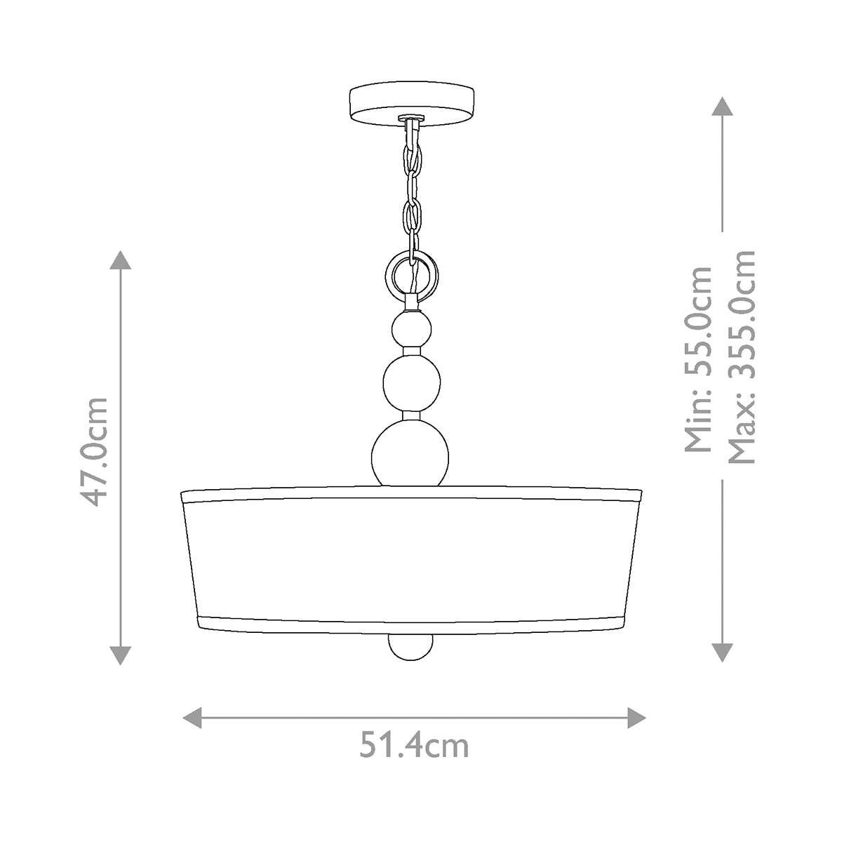 Люстра подвесная с белым тканевым цилиндрическим абажуром и декоративными шарами Hinkley в Липецке