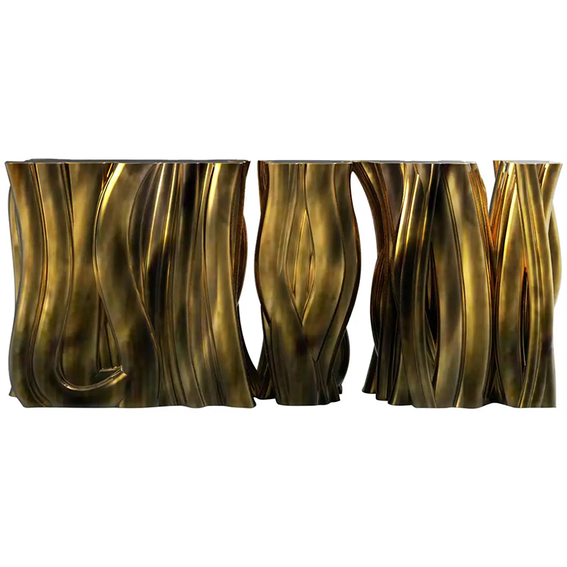 Консоль Модульная Monochrome Console Gold in Molded Fiberglass Золотой Консоль Модульная Monochrome Console Gold in Molded Fiberglass Золотой в Липецке | Loft Concept