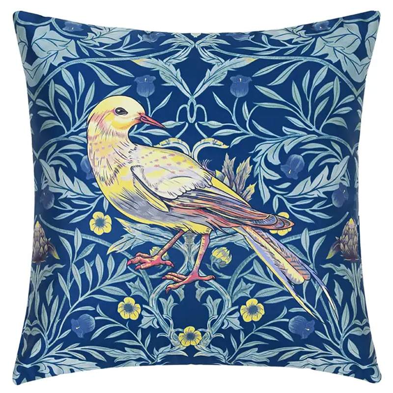 Декоративная подушка Bird and Flower Pattern Cushion Синий Мульти Декоративная подушка Bird and Flower Pattern Cushion Синий Мульти в Липецке | Loft Concept