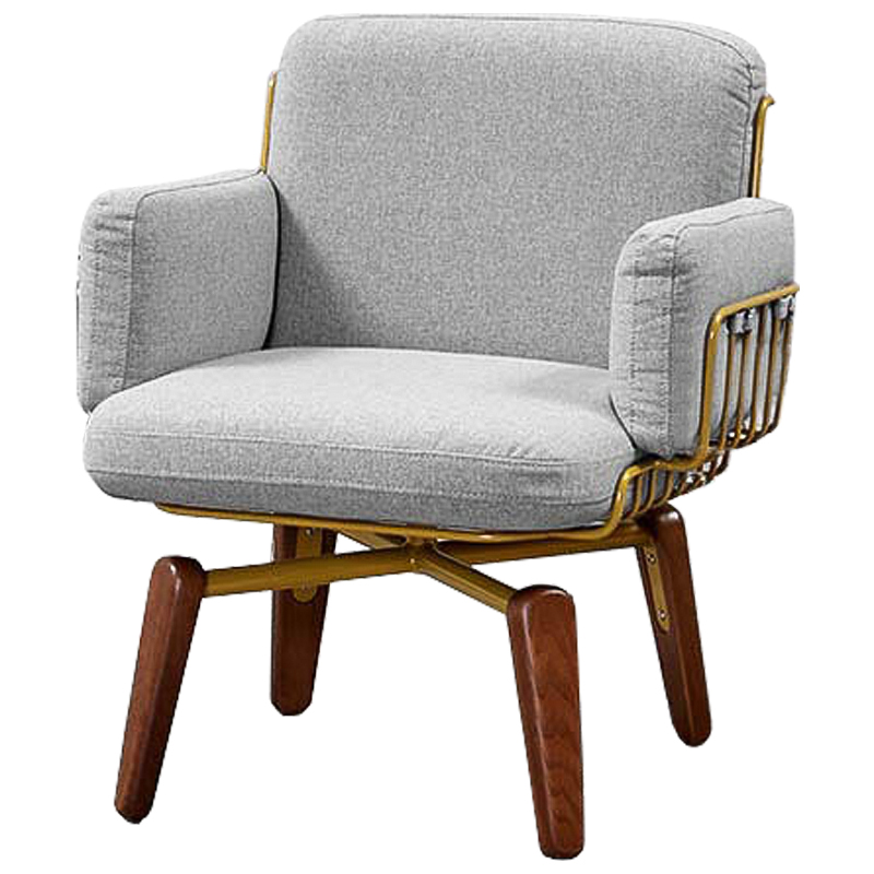 Кресло Frankie Armchair Светло-серый Коричневый Бронза Кресло Frankie Armchair Светло-серый Коричневый Бронза в Липецке | Loft Concept
