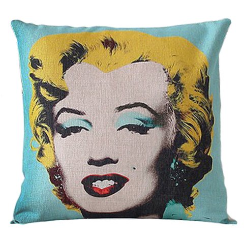 Декоративная подушка Marilyn Monroe Желтый Бирюзовый Декоративная подушка Marilyn Monroe Желтый Бирюзовый в Липецке | Loft Concept