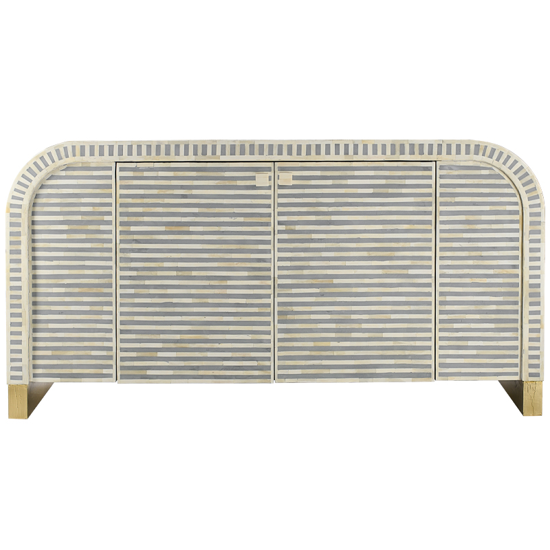 Комод серый с инкрустацией костью Bone Inlay Buffet gray Серый Белый Золотой Комод серый с инкрустацией костью Bone Inlay Buffet gray Серый Белый Золотой в Липецке | Loft Concept