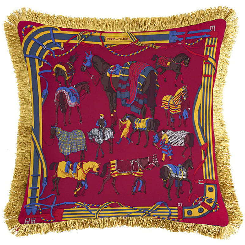 Декоративная подушка Hermes Horses Red 134 Красный Мульти Золотой Декоративная подушка Hermes Horses Red 134 Красный Мульти Золотой в Липецке | Loft Concept