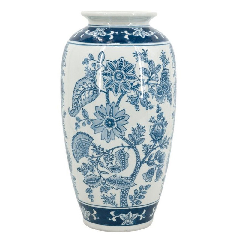 Ваза с синим цветочным орнаментом Blue & White Ornament  Белый Синий в Липецке | Loft Concept 