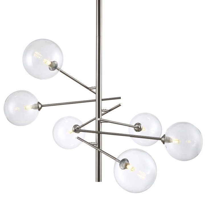 Люстра Gallotti & Radice Straight Nickel 6 Никель Прозрачное Стекло Люстра Gallotti & Radice Straight Nickel 6 Никель Прозрачное Стекло в Липецке | Loft Concept