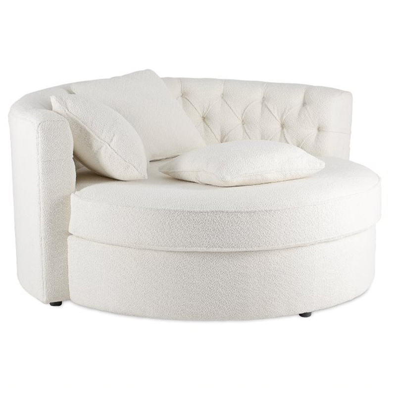 Кушетка круглая с обивкой из ткани букле Milky Boucle Chair Белая Молочный Кушетка круглая с обивкой из ткани букле Milky Boucle Chair Белая Молочный в Липецке | Loft Concept