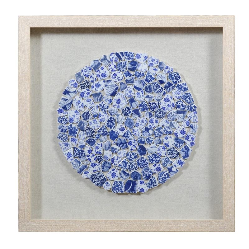 Панно Blue and White Mosaic circle Белый Синий Бежевый Панно Blue and White Mosaic circle Белый Синий Бежевый в Липецке | Loft Concept