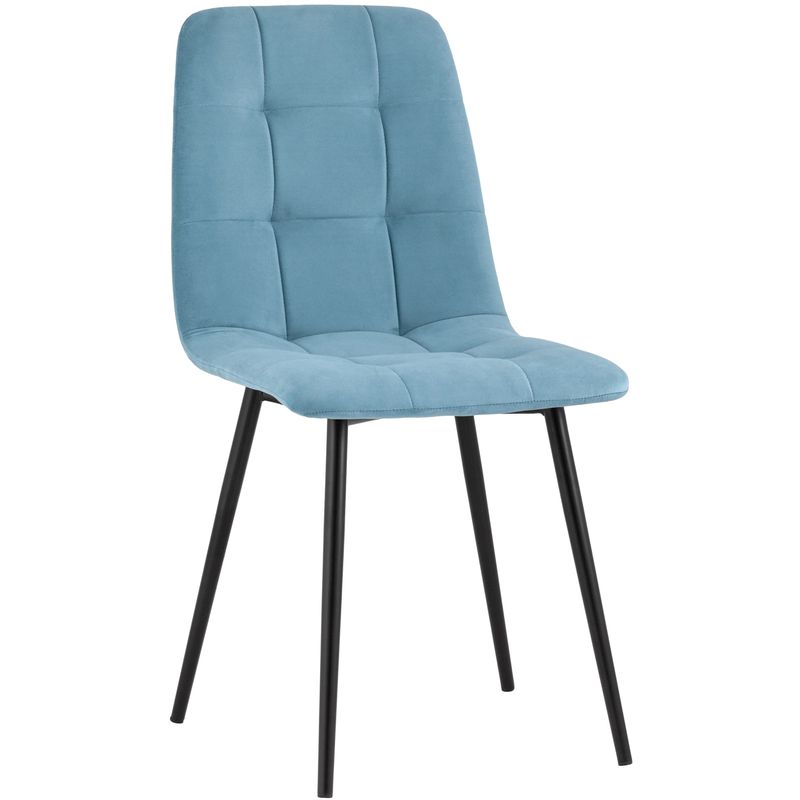 Стул NANCY S-2 Chair Голубой Велюр Голубой пастельный Черный Стул NANCY S-2 Chair Голубой Велюр Голубой пастельный Черный в Липецке | Loft Concept