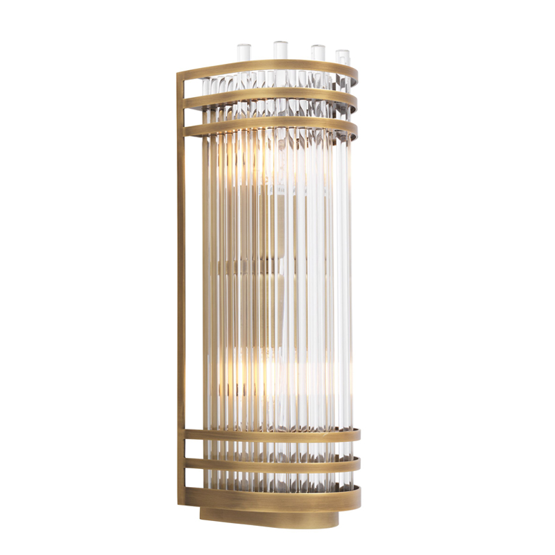Бра Eichholtz Wall Lamp Gulf S Brass Латунь Античная полированная Прозрачный Бра Eichholtz Wall Lamp Gulf S Brass Латунь Античная полированная Прозрачный в Липецке | Loft Concept