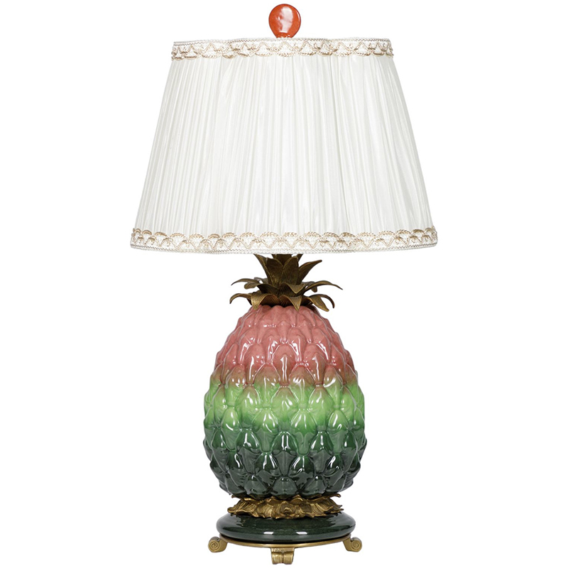 Настольная лампа с абажуром Pineapple Pink Green Table Lamp Белый Розовый Зеленый Салатовый Бронза Настольная лампа с абажуром Pineapple Pink Green Table Lamp Белый Розовый Зеленый Салатовый Бронза в Липецке | Loft Concept