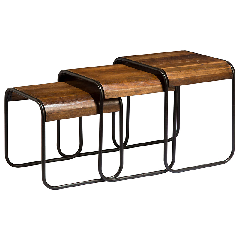 Комплект из 3-х приставных столов Sydney Side Tables Коричневый Черный Комплект из 3-х приставных столов Sydney Side Tables Коричневый Черный в Липецке | Loft Concept