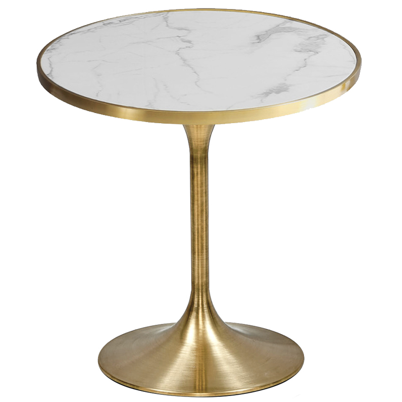 Обеденный стол Lovisa Table Circle Белый Латунь сатинированная Обеденный стол Lovisa Table Circle Белый Латунь сатинированная в Липецке | Loft Concept