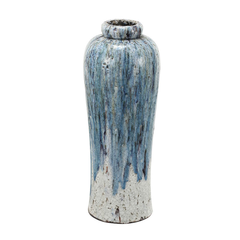 Ваза Terracotta Vase blue-white high Белый Голубой Ваза Terracotta Vase blue-white high Белый Голубой в Липецке | Loft Concept
