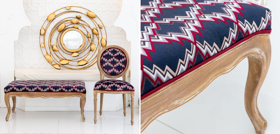 Банкетка Ikat Pattern с золотой патиной Банкетка Ikat Pattern с золотой патиной - Loft-Concept в Липецке