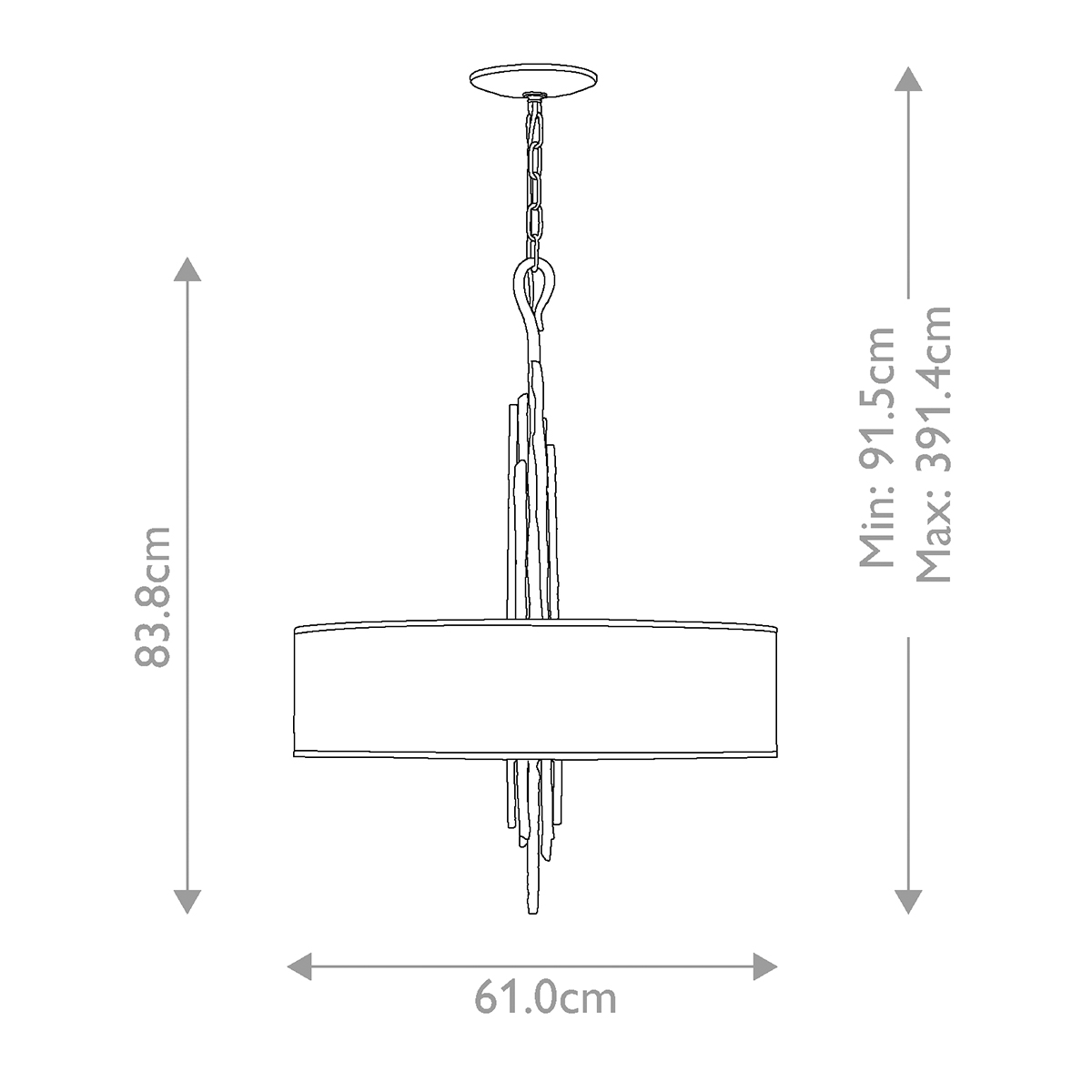 Люстра подвесная с широким белым текстильным абажуром и вертикальными декоративными элементами Hinkley в Липецке