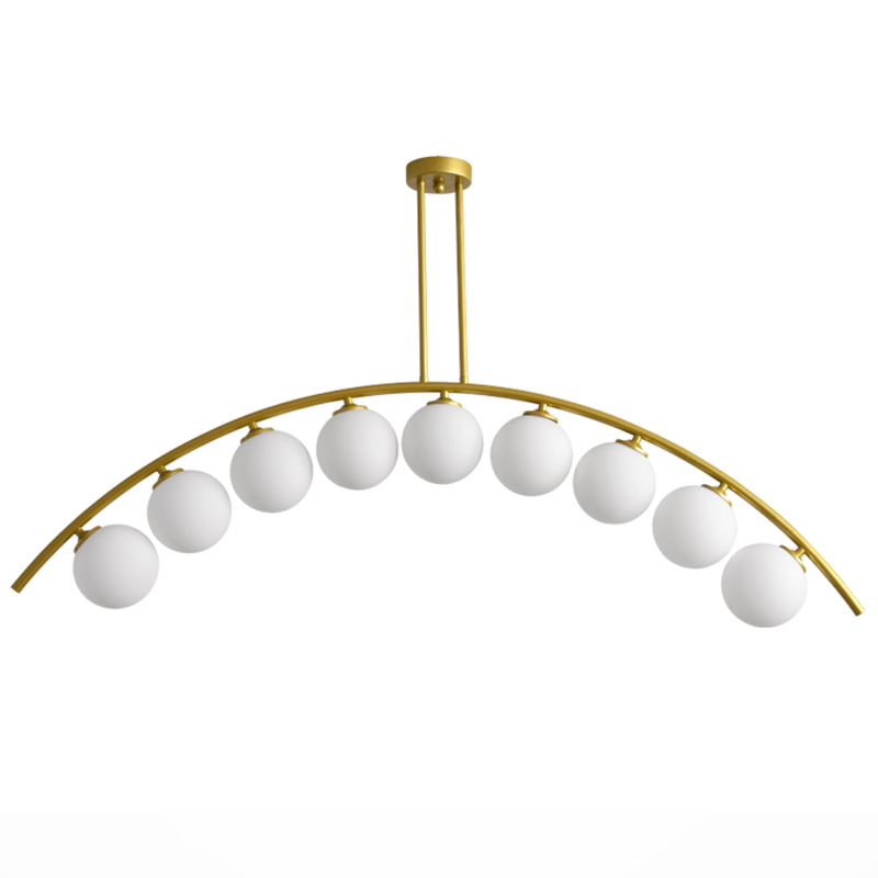 Светильник Ceiling lamp arc and balls Золотой Белое матовое стекло Светильник Ceiling lamp arc and balls Золотой Белое матовое стекло в Липецке | Loft Concept
