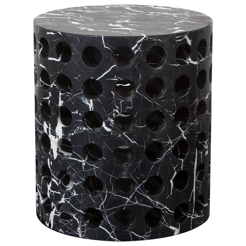 Приставной стол Perforated Side Table дизайн Kelly Wearstler Черный Мрамор Nero Черно-белый Приставной стол Perforated Side Table дизайн Kelly Wearstler Черный Мрамор Nero Черно-белый в Липецке | Loft Concept