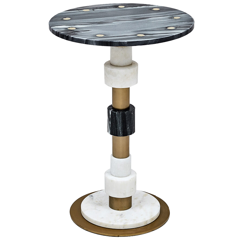 Приставной стол Aegina Side Table Черно-белый Белый Латунь Приставной стол Aegina Side Table Черно-белый Белый Латунь в Липецке | Loft Concept