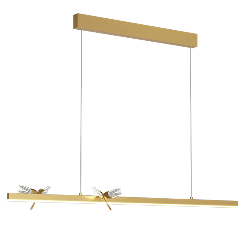 Линейный светильник со стрекозами Dragonfly Linear Chandelier Gold Золотой Прозрачный Линейный светильник со стрекозами Dragonfly Linear Chandelier Gold Золотой Прозрачный в Липецке | Loft Concept