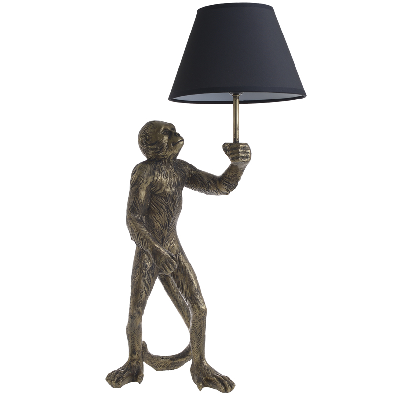 Настольная лампа Monkey with Black Lampshade Золотой Черный Настольная лампа Monkey with Black Lampshade Золотой Черный в Липецке | Loft Concept