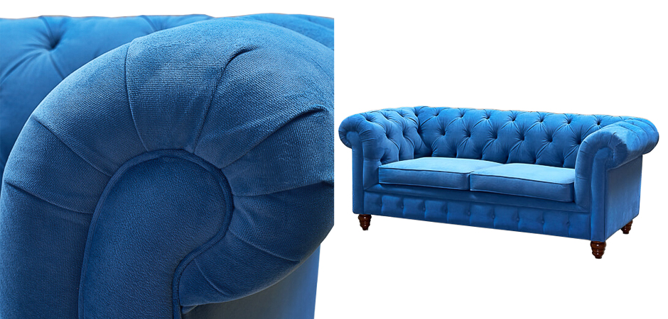 Диван Mini Kensington double blue velor Диван Mini Kensington double blue velor - Loft-Concept в Липецке