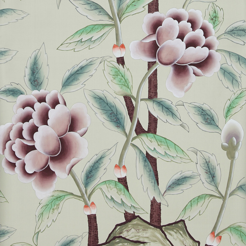 Обои ручная роспись Korean Peony Special Colourway on Icefield dyed silk Обои ручная роспись Korean Peony Special Colourway on Icefield dyed silk в Липецке | Loft Concept