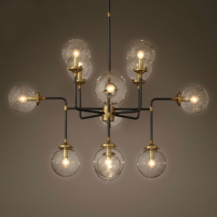 Люстра Bistro Globe Clear Glass Chandelier 12 Черный Люстра Bistro Globe Clear Glass Chandelier 12 Черный в Липецке | Loft Concept