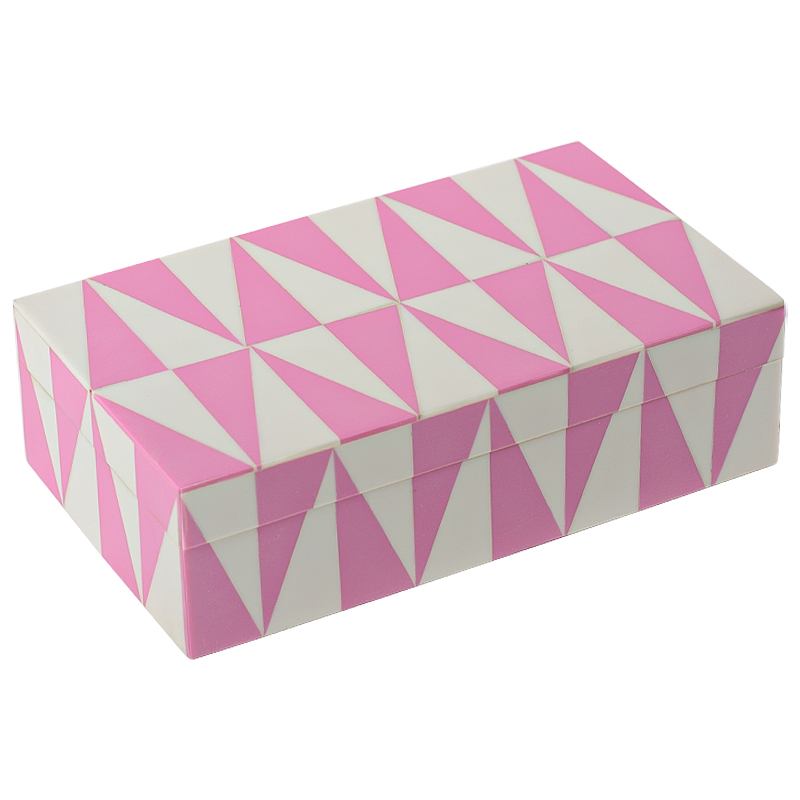 Шкатулка Pink Triangles Bone Inlay Box Розовый Белый Шкатулка Pink Triangles Bone Inlay Box Розовый Белый в Липецке | Loft Concept