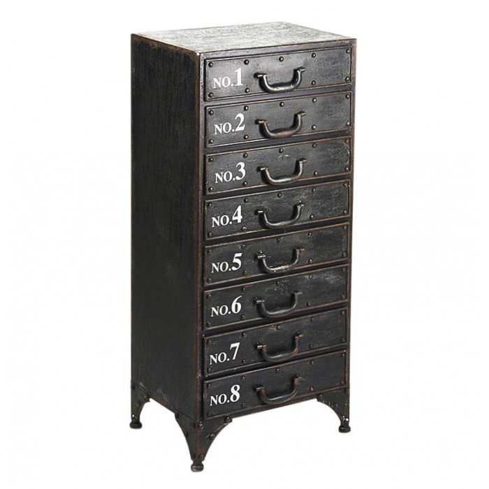Комод металлический в стиле Лофт Industrial Loft Rustic Iron 8 Drawer Dresser Черный Комод металлический в стиле Лофт Industrial Loft Rustic Iron 8 Drawer Dresser Черный в Липецке | Loft Concept