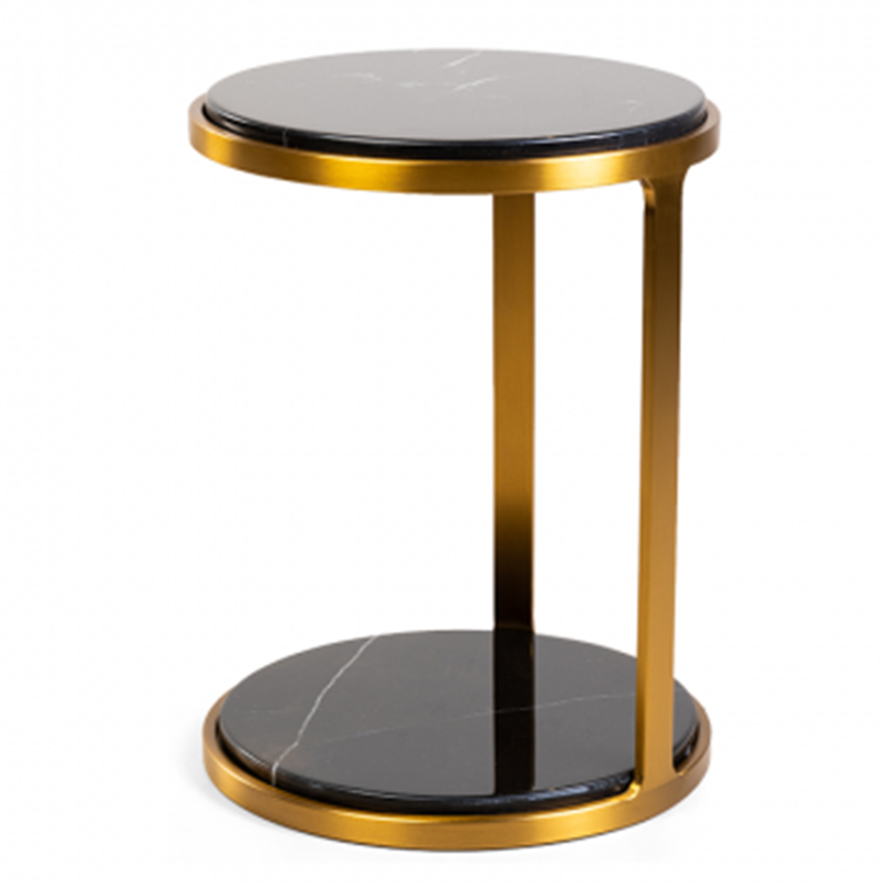 Приставной стол Viorel Marble Side Table Черный Мрамор Nero Глянцевое золото Приставной стол Viorel Marble Side Table Черный Мрамор Nero Глянцевое золото в Липецке | Loft Concept