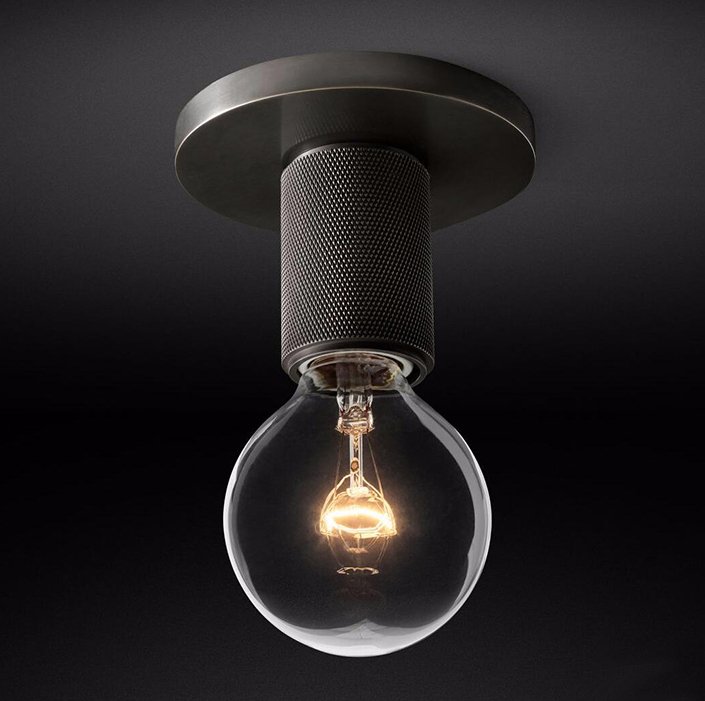 Потолочный светильник RH Utilitaire Socket Flushmount Black Темная бронза Потолочный светильник RH Utilitaire Socket Flushmount Black Темная бронза в Липецке | Loft Concept