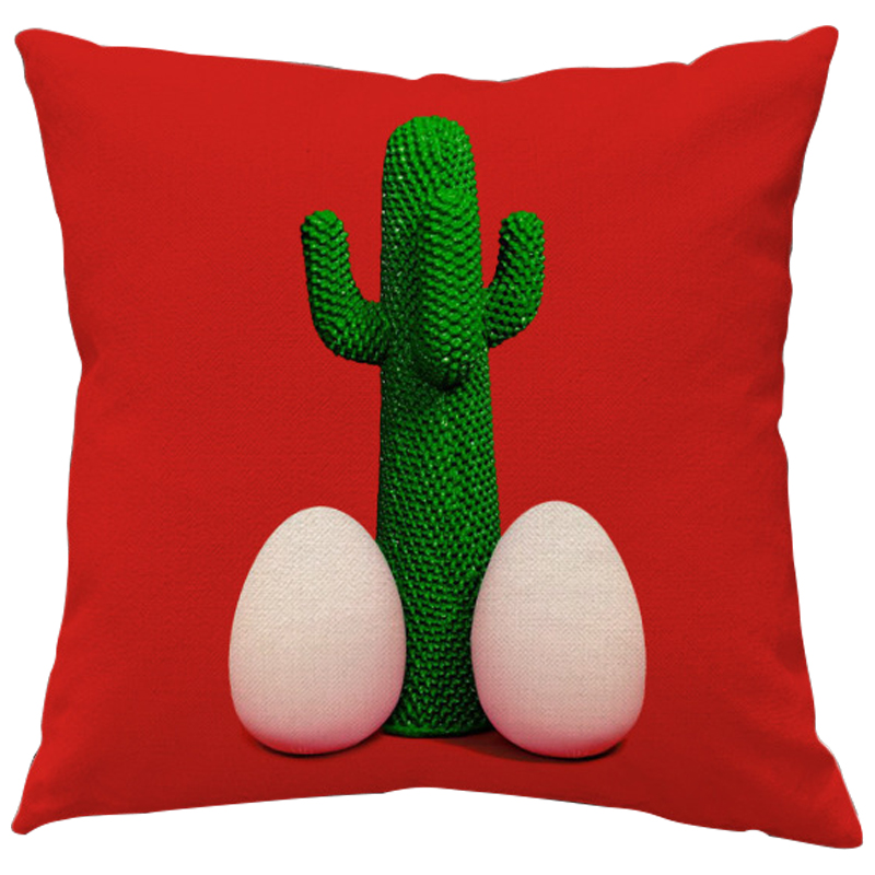 Декоративная подушка Seletti Cushion God Cactus Красный Зеленый Белый в Липецке | Loft Concept 