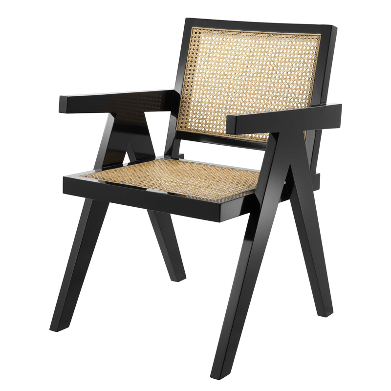 Стул Eichholtz Dining Chair Adagio Черный Бежевый Стул Eichholtz Dining Chair Adagio Черный Бежевый в Липецке | Loft Concept