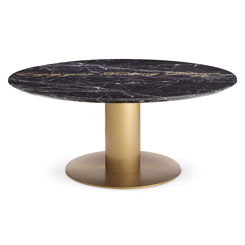 Круглый обеденный стол c чёрной мраморной столешницей Philipp Plein Dining Table Enjoy Черный Мрамор Nero Золотой Круглый обеденный стол c чёрной мраморной столешницей Philipp Plein Dining Table Enjoy Черный Мрамор Nero Золотой в Липецке | Loft Concept